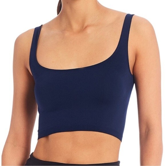 Free People Intimately Day Square Neck Sleeveless Cropped Brami in Navy - Picture 1 of 8